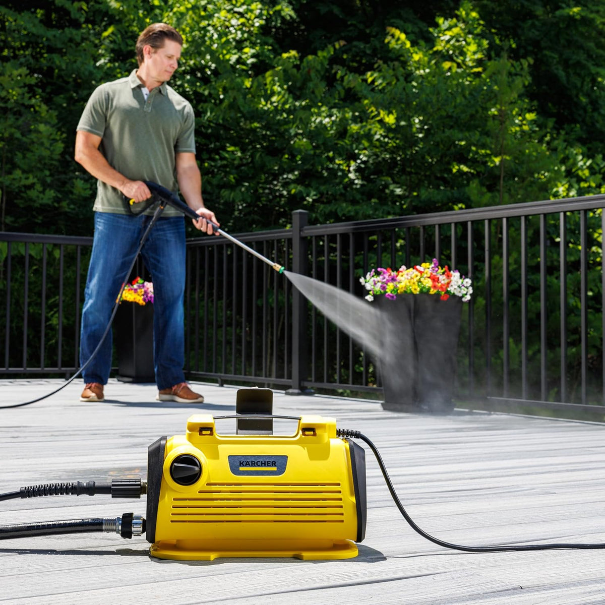 Kärcher K 3 Horizontal Foam Cannon 1700 PSI Portable Electric Pressure Washer with Foam Cannon for Enhanced Detergent Application