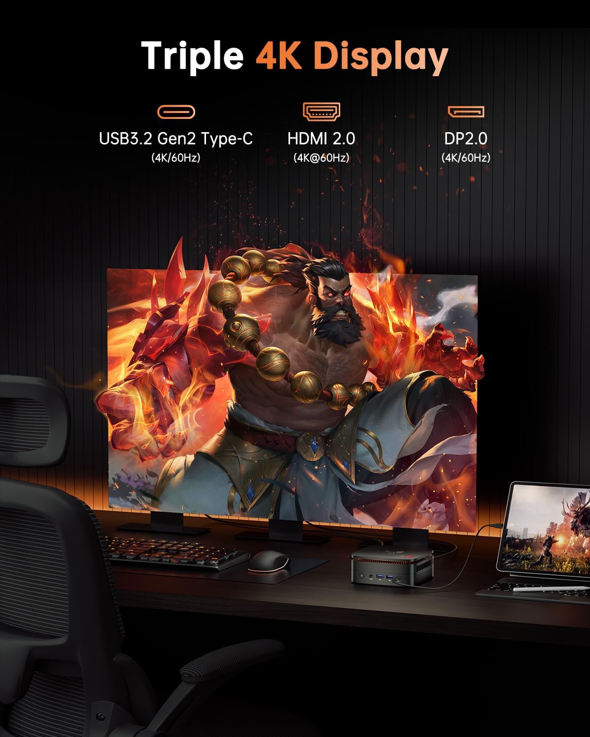 KAMRUI Hyper H1 Mini Gaming PC, AMD Ryzen 7 6800H, 32GB LPDDR5 6400MHz 512GB M.2 NVMe PCIe3.0x4 SSD Mini PC(8C/16T,up to 4.7GHz), 16MB L3 Smart Cache, Triple 4K Display/WiFi6/BT5.2/Mini Desktop pc
