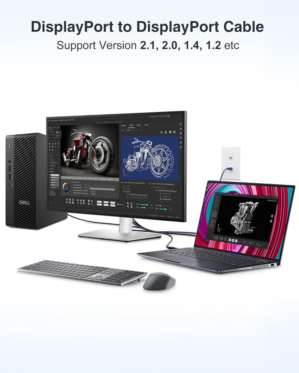 Ubluker 10K 8K DisplayPort 2.1 Cable 54Gbps 6.6 FT, Certified DP to DP Cord 4K 240Hz 165Hz 144Hz 120Hz 10K 8K 120Hz Nylon Braided UHBR HDCP2.3 FreeSync G-Sync RTX5090 Gaming Monitor PC Projector