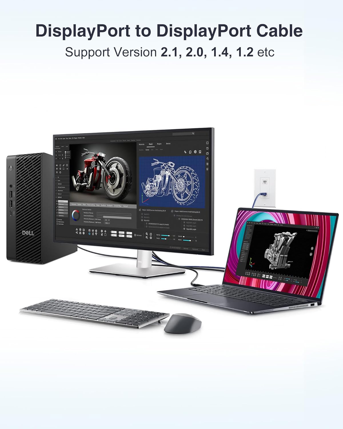 Ubluker 10K 8K DisplayPort 2.1 Cable 54Gbps 6.6 FT, Certified DP to DP Cord 4K 240Hz 165Hz 144Hz 120Hz 10K 8K 120Hz Nylon Braided UHBR HDCP2.3 FreeSync G-Sync RTX5090 Gaming Monitor PC Projector
