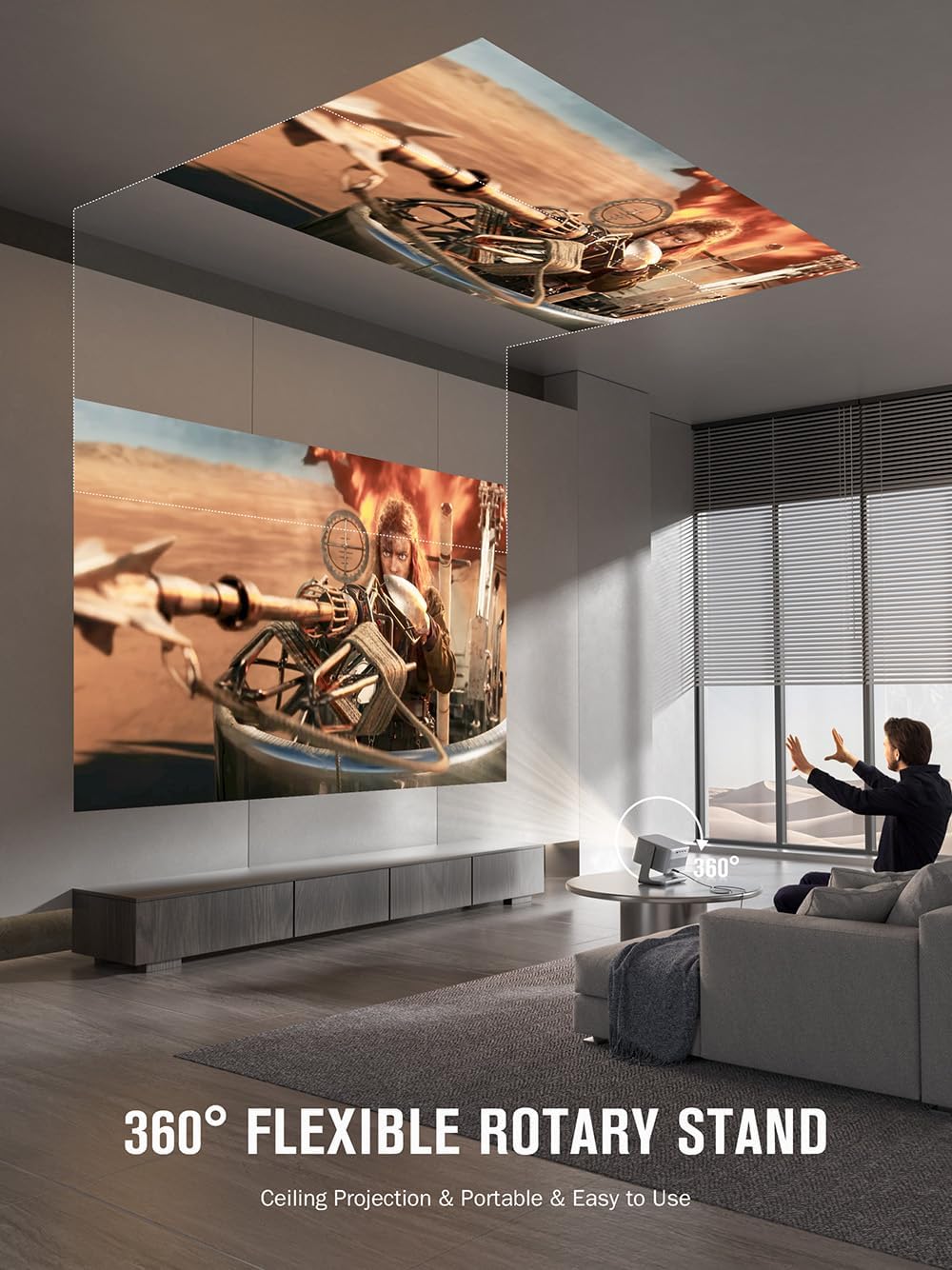 【Netflix Included & 2200ANSI】Smart 4K Projector with WiFi and Bluetooth, VISSPL 3D Dolby Audio and Auto Focus Portable Outdoor Projector, Movie Home Theater Projectors for Bedroom/Ceiling