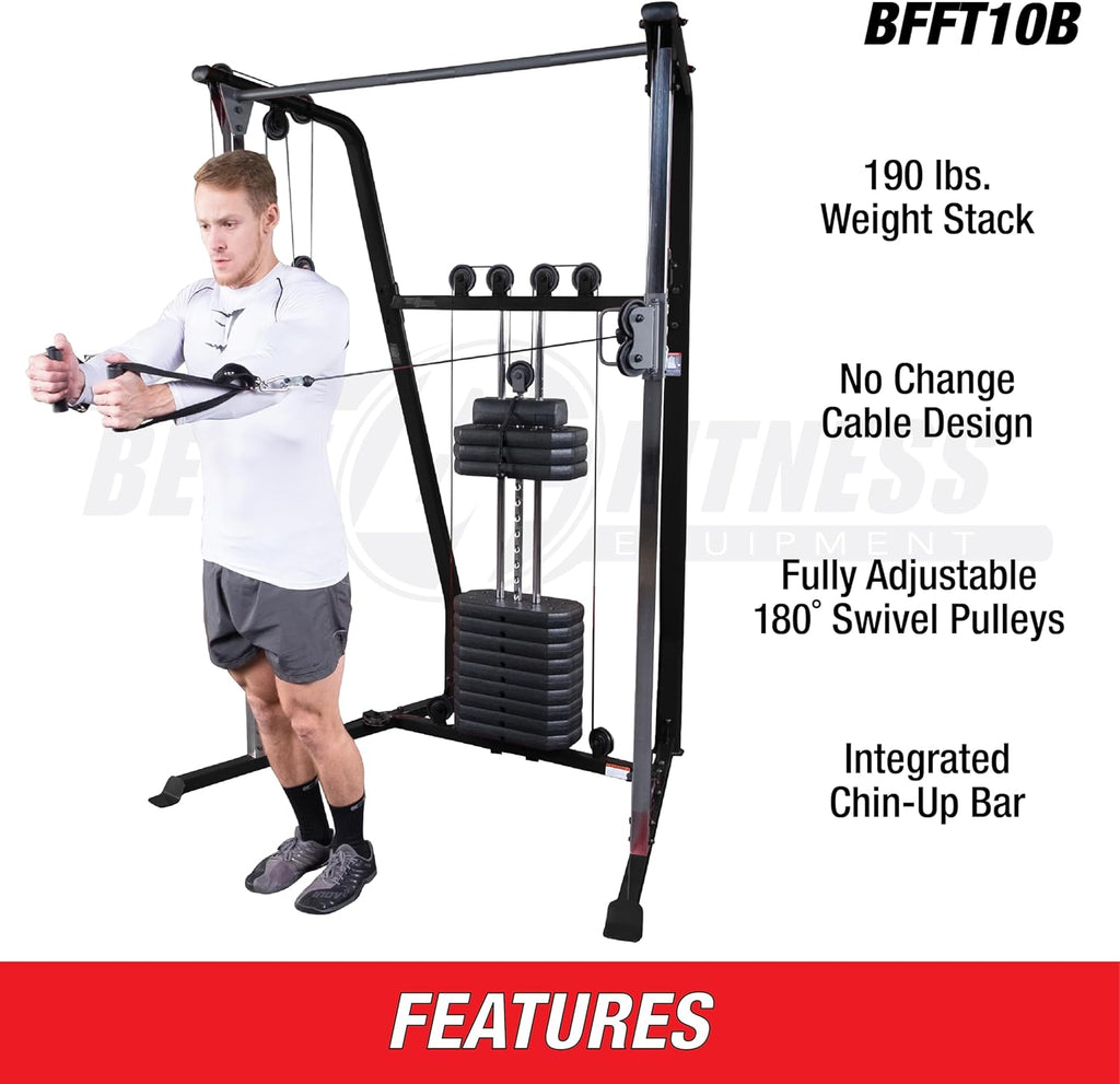 Body-Solid Best Fitness Functional Trainer Cable Machine, Full Body Workout Weight Stacks, Chest and Shoulder Exercise Home Gym LAT Pulldown Machines with 190lb Weights Stack