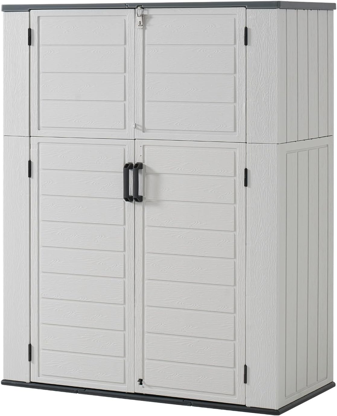 Aoxun 61 Cu.Ft Outdoor Storage Shed, Widened Outdoor Storage Cabinet Waterproof Vertical Resin Shed with Floor for Patio, Garden Tools, Pool Equipment, Easy to Assemble (White)