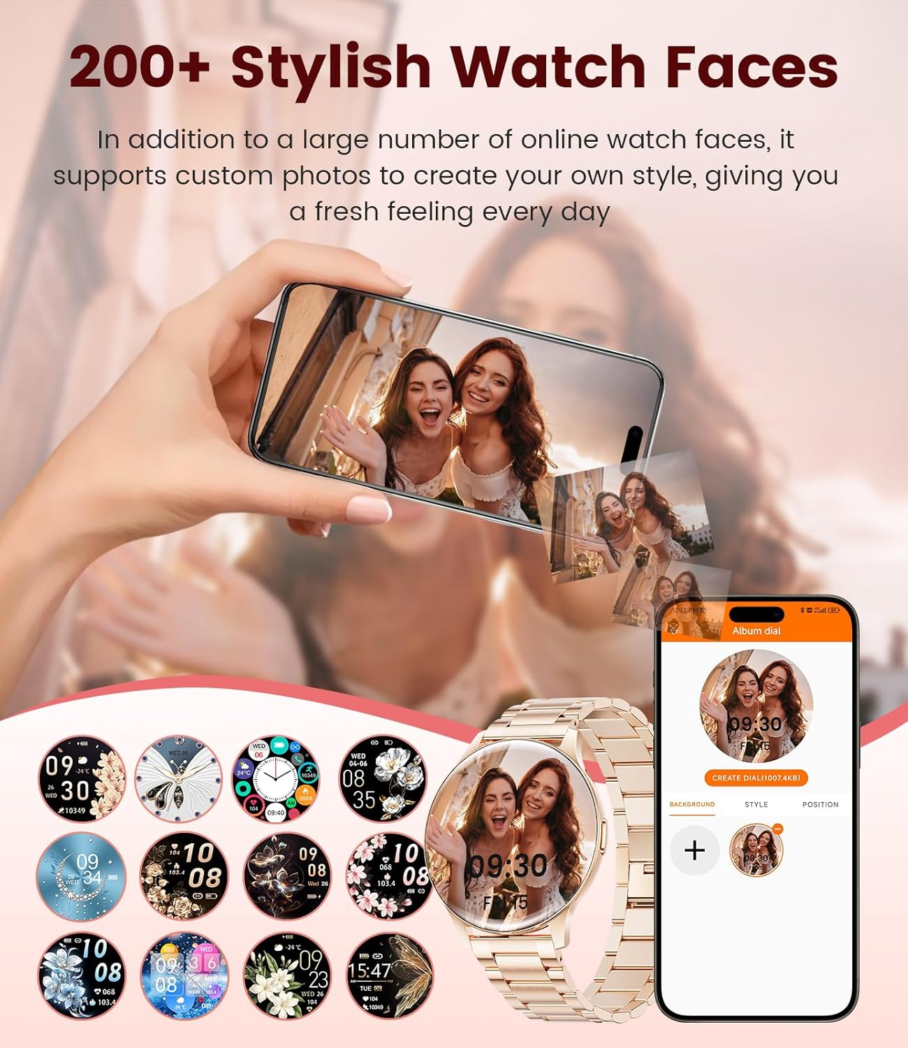 LIGE Smart Watch for Women with Make/Answer Call, 1.43'' HD AMOLED Fitness Tracker for Android iOS, Smartwatch with 110+ Sport Modes, IP68 Waterproof