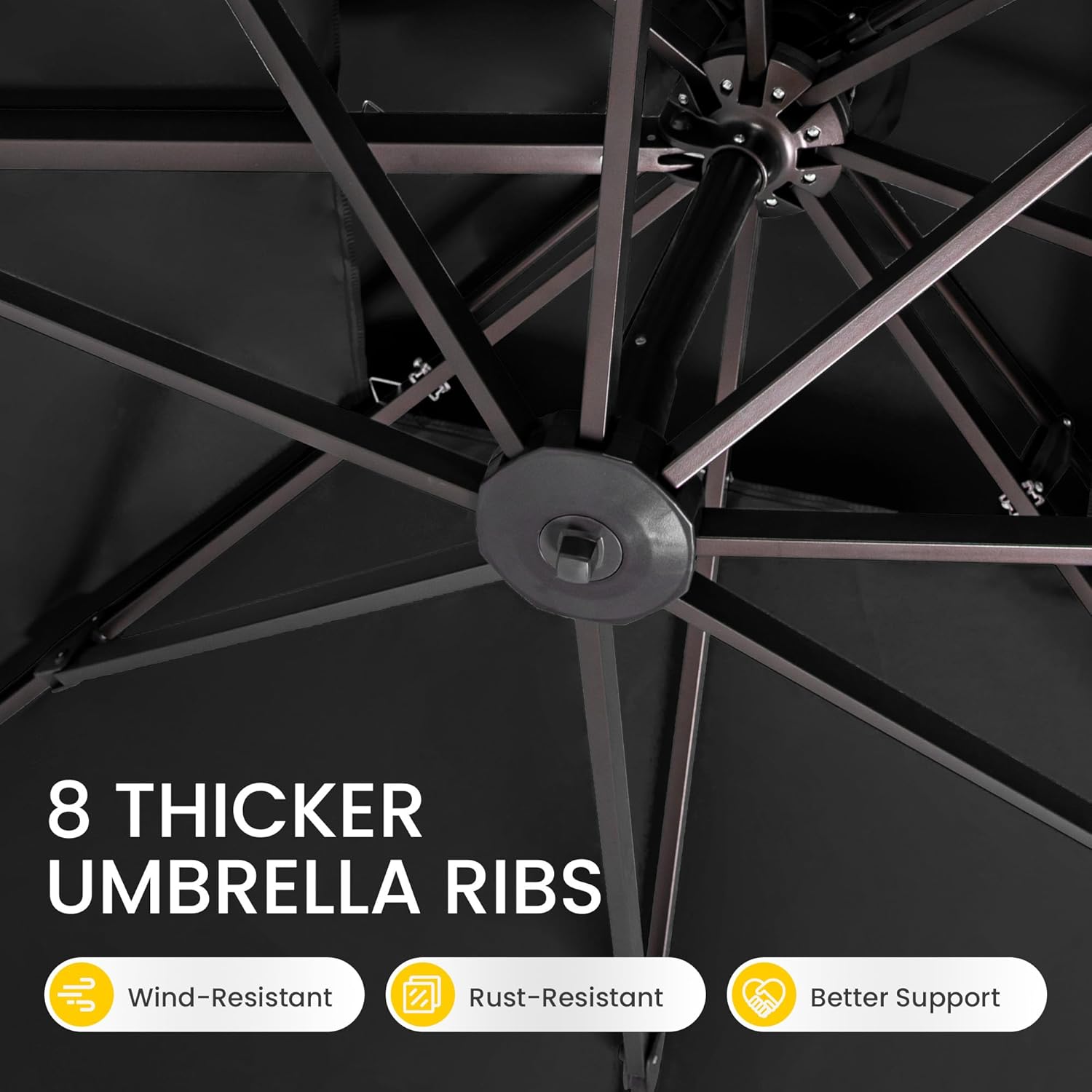 10x10 FT Cantilever Patio Umbrella Double Top Outdoor Square Large Heavy Duty Aluminum Offset Umbrellas with 7 Level Tilt 360-degree Rotation for Pool Garden Deck, Black