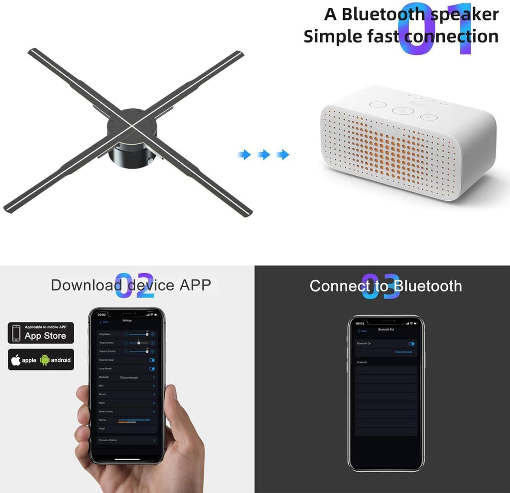 3D Hologram fan - 24.4 Inch Holographic Video Advertising Projector Support APP+Bluetooth Audio+WIFI (62CM)