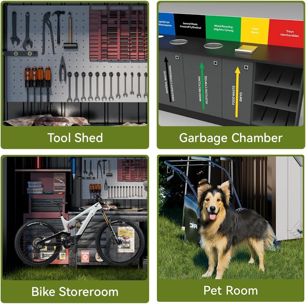 COMHOMA Shed Outdoor Storage Shed Metal,Lockable Doors Tool Sheds with Sloping Roof,Steel Garden Shed with Air Vent for Backyard,Patio,Lawn,Poolside(Brown,5'*3')