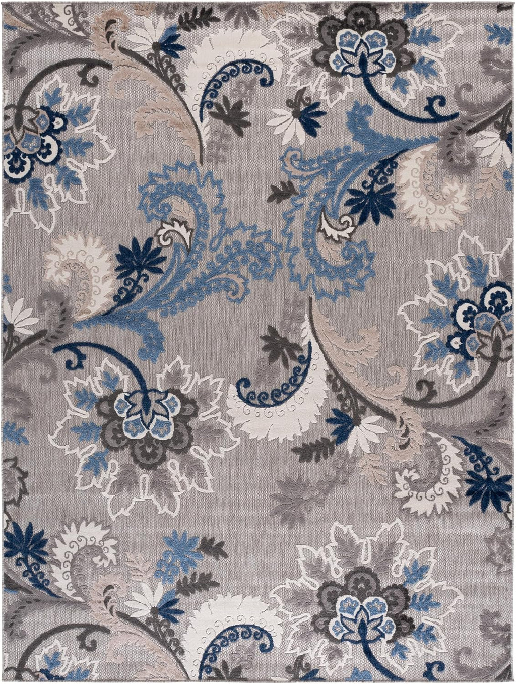 SAFAVIEH Washable Rug Outdoor Cabana Collection - 10' x 14', Grey & Blue, Non-Shedding & Easy to Clean, Ideal for Patio, Backyard, Deck, Mudroom (CBN305F)