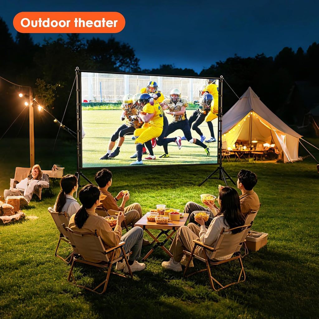 Portable Projector Screen with Stand, 180 inch Outdoor Indoor Movie Screen 16:9 4K Rear Front Projection Screen, Quick Setup Foldable Travel Home Theater Screen with Carry Bag for Backyard Camping