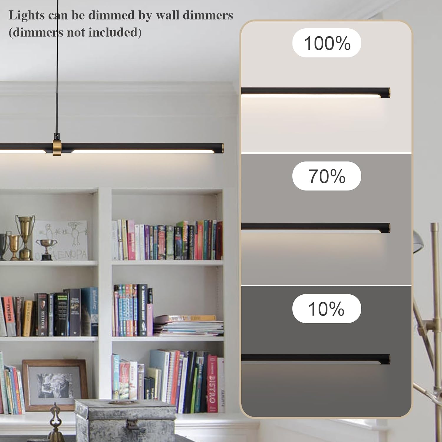 EDISLIVE Modern LED Dimmable Linear Pendant Lighting Dimmable LED Chandelier 47.24 in Adjustable Linear Hanging Light Fixture 3000K 20W Island Light for Dinning Room Kitchen .Black