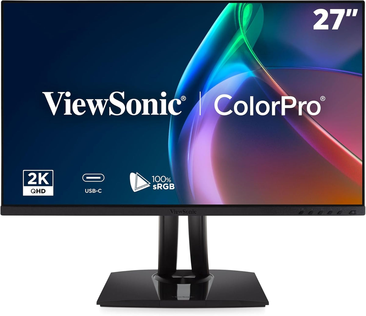 ViewSonic VP2756-2K 27 Inch IPS 1440p Ergonomic Monitor, Color Accuracy, Pantone Validated, 60W USB C (Renewed)