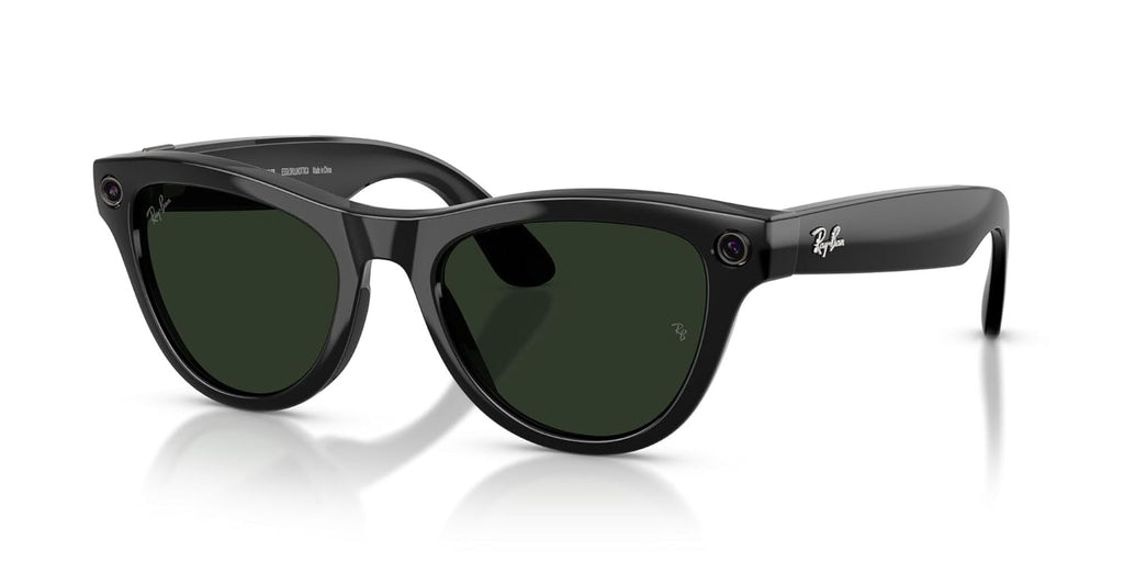 Ray-Ban Meta (Gen 2), Skyler, Shiny Black | Smart AI Glasses for Men, Women — 2x Battery Life — 3K Ultra HD Resolution — 12 MP Ultra-Wide Camera, Audio, Video — Transitions® Graphite Green Lenses