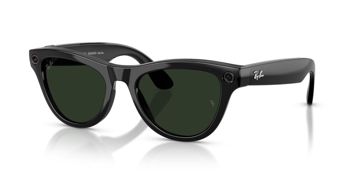 Ray-Ban Meta (Gen 2), Skyler, Shiny Black | Smart AI Glasses for Men, Women — 2x Battery Life — 3K Ultra HD Resolution — 12 MP Ultra-Wide Camera, Audio, Video — Transitions® Graphite Green Lenses