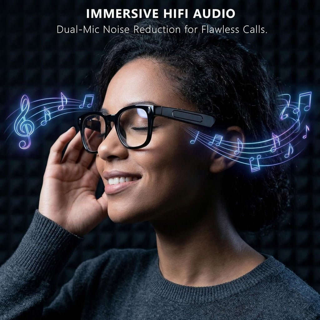 EarlySincere 4K Video Recording Glasses with EIS Stabilization, AI Smart Glasses with Camera and ChatGPT Voice Assistant, 8MP HD Wearable Camera, Bluetooth 5.4 Audio, 15H Playtime, TR90 Durable Frame