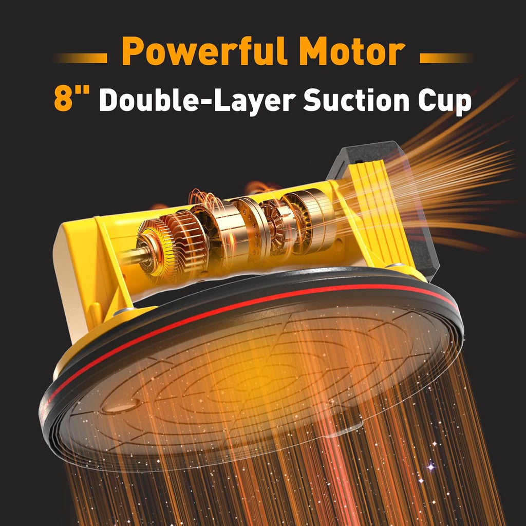 Electric Tile Suction Cups Lifter Tool Suction Cup for Glass 8" Heavy Duty 680 Lbs Battery Powered with 4X 2400mAh Batteries, Auto Start Pump, for Lifting Large Glass, Tile, Granite, Metal, Floor