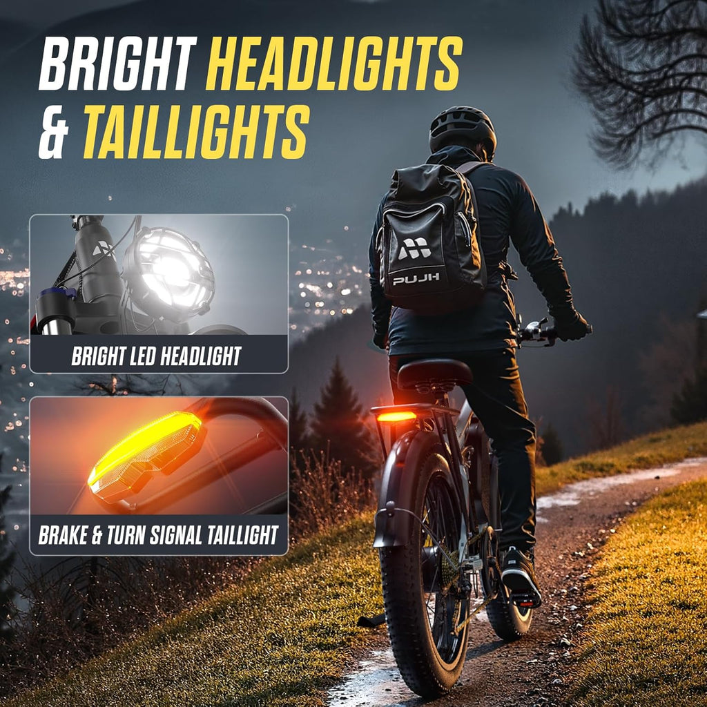 6000W Max Speed 45MPH Dual Motor Electric Bike for Adults,60V 1200Wh Removable Battery with 24" Fat Tire Up to 100 Miles Range with Full Suspension All Terrain Ebike for Men Women PU364