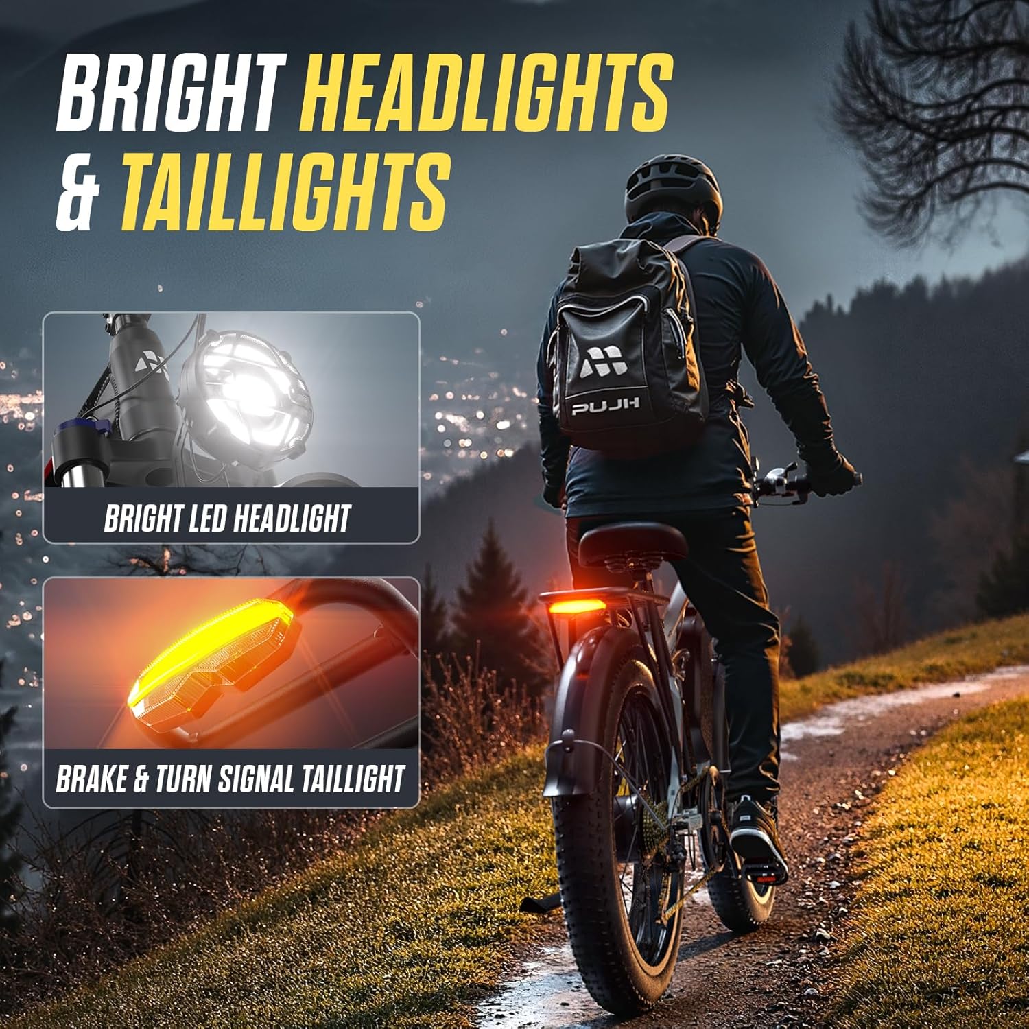 6000W Max Speed 45MPH Dual Motor Electric Bike for Adults,60V 1200Wh Removable Battery with 24" Fat Tire Up to 100 Miles Range with Full Suspension All Terrain Ebike for Men Women PU364