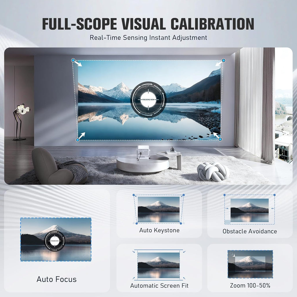 【Officially-Licensed APP & 2000 ANSI】4K Mini Outdoor Projector with WiFi and Bluetooth, VOPLLS Portable Smart Movie Wireless TV Projector for Bedroom/Home/Gaming