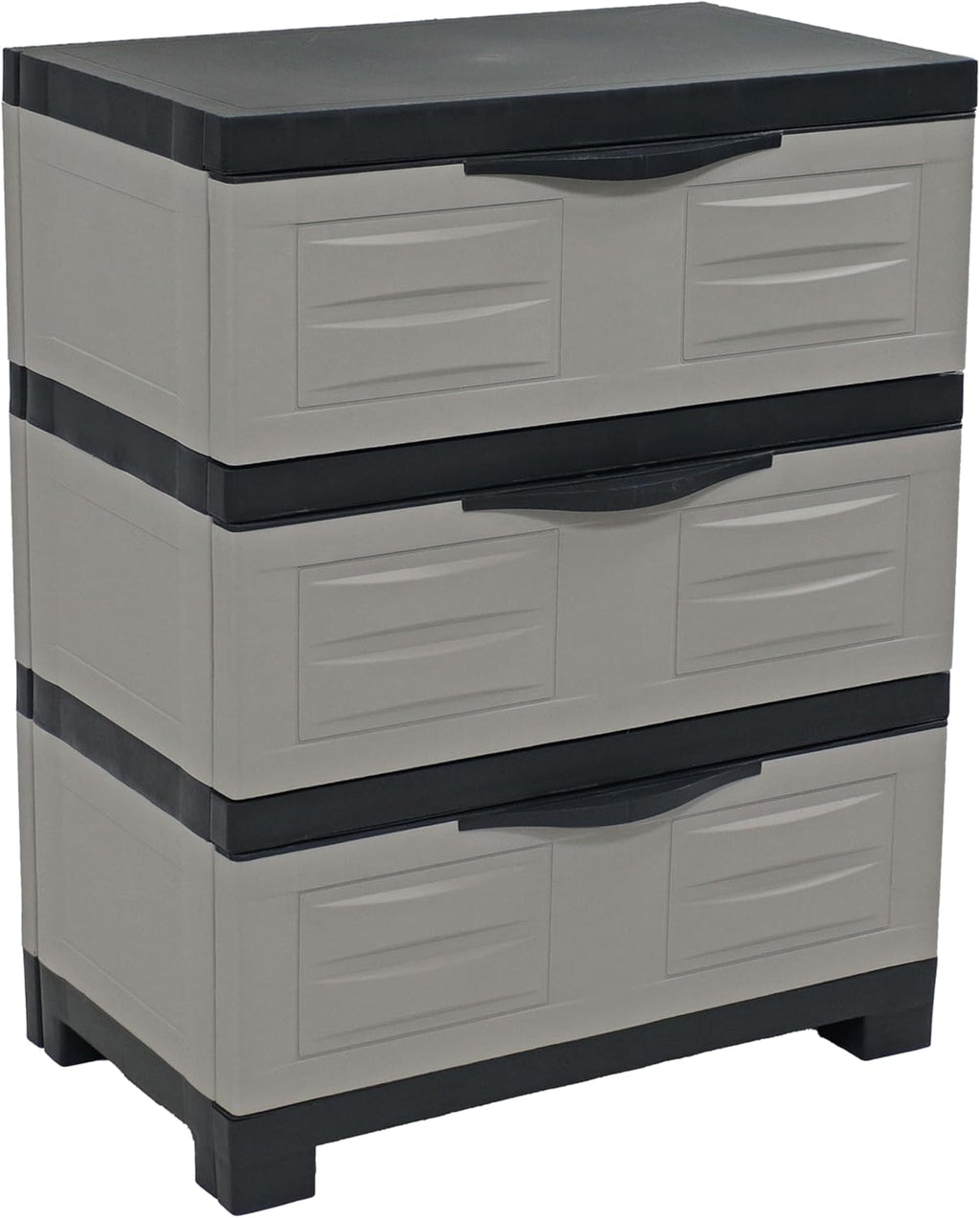 Sunnydaze 29.5" H 3-Tier Storage Cabinet with Drawers - Resin Storage Drawers Organizer - for Garage, Office, Home, Laundry Room - Gray w/Charcoal Trim