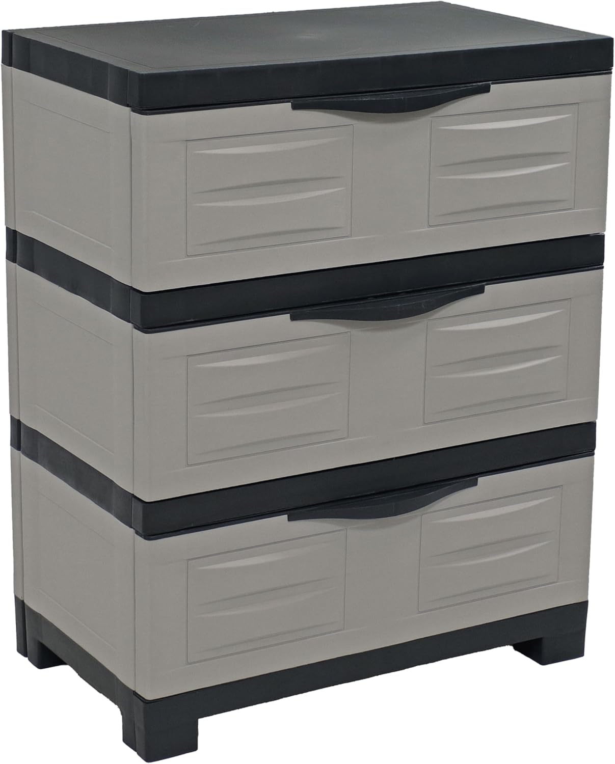 Sunnydaze 29.5" H 3-Tier Storage Cabinet with Drawers - Resin Storage Drawers Organizer - for Garage, Office, Home, Laundry Room - Gray w/Charcoal Trim