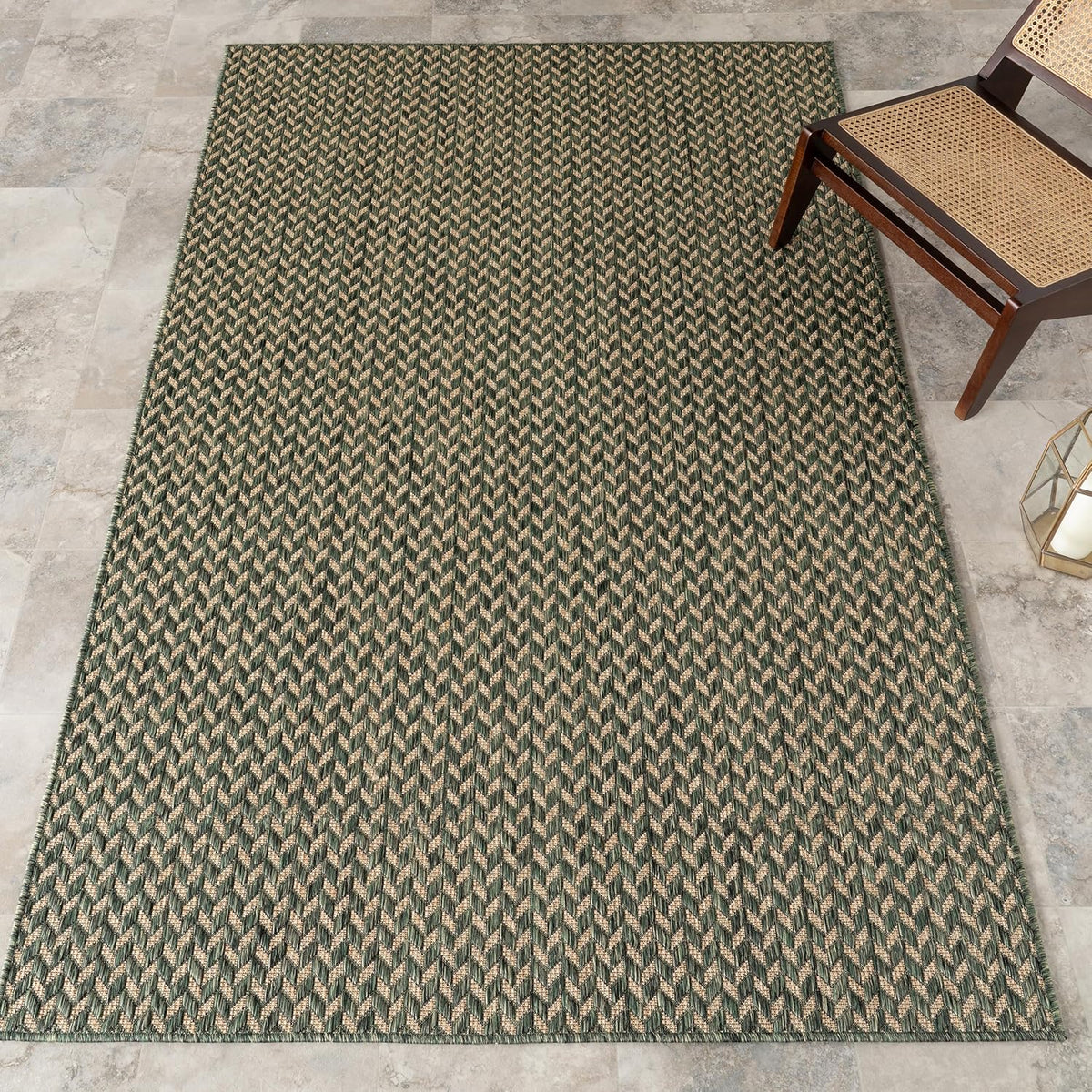 Nuloom Outdoor Performance Camryn Green/Brown, 5' x 8', Herringbone, Soft, High Traffic, Stain Resistant, Easy Clean, Durable Area Rug for Indoor/Outdoor Patio, Deck, Porch, Garden, Courtyard