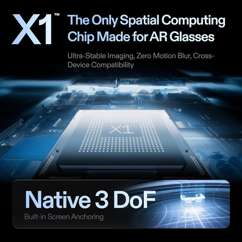 XREAL One Pro AR Glasses with X1 Chip, Native 3 DoF, X-Prism Optics, Real 3D, 57°FOV 171" 120Hz FHD Display, XR Glasses for iPhone 17/16, Steam Deck, ROG, Mac, PC, Android & iOS M (IPD 57-66mm)