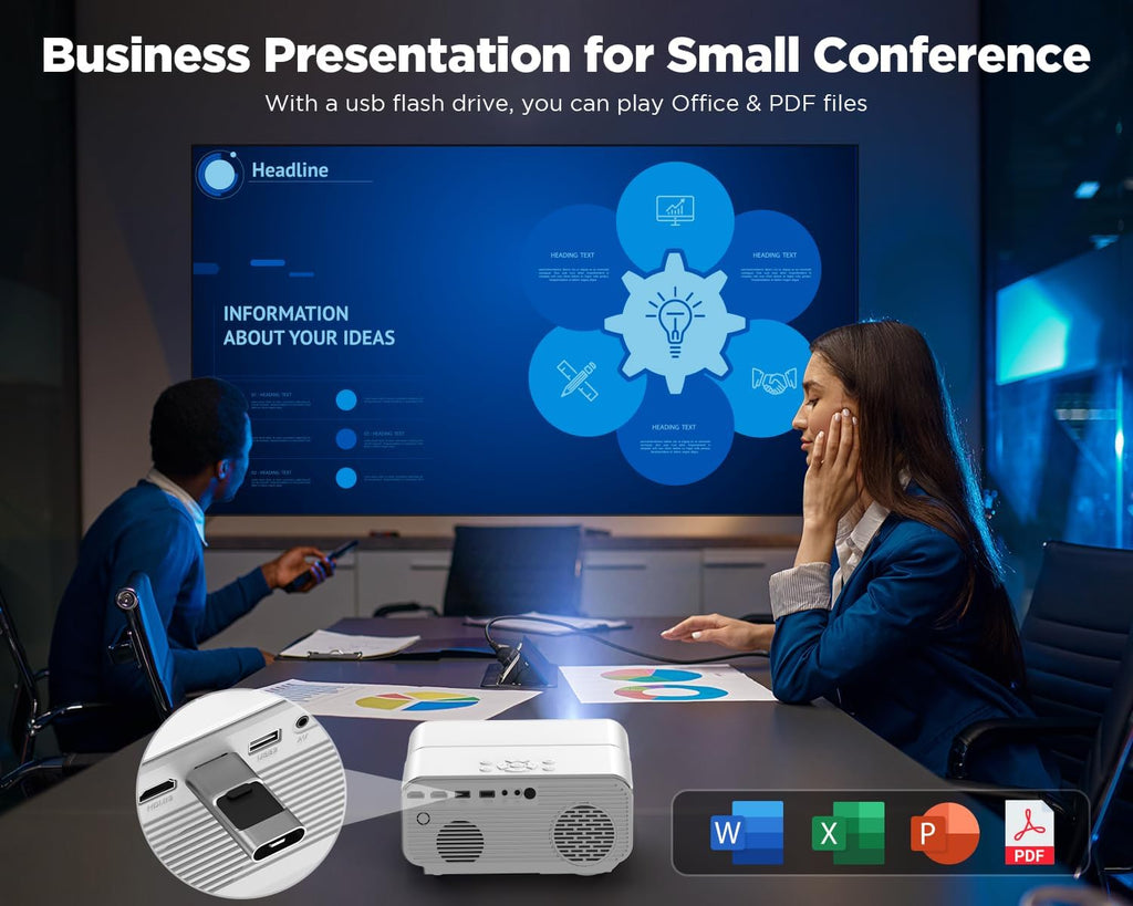 Auto Focus/Keystone DBPOWER Projector 4K with 5G WiFi and Bluetooth, FHD Native 1080P Outdoor Movie Projector with 4P4D/PPT/Zoom, Mini Home Projector Compatible w iOS/Android/HDMI/TV Stick