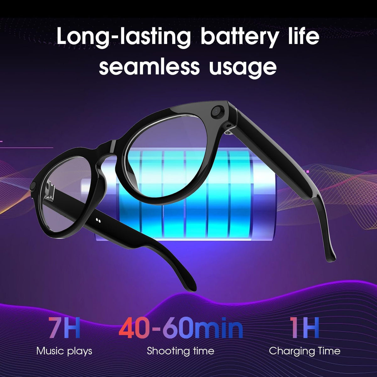 AI Smart Glasses with Camera 4K, 8MP HD Recording Glasses with Open-Ear Sound, Real-Time Translation, Smart Wearable Tech & AI Assistant, Video Recording Glasses with Bluetooth for Life & Travel