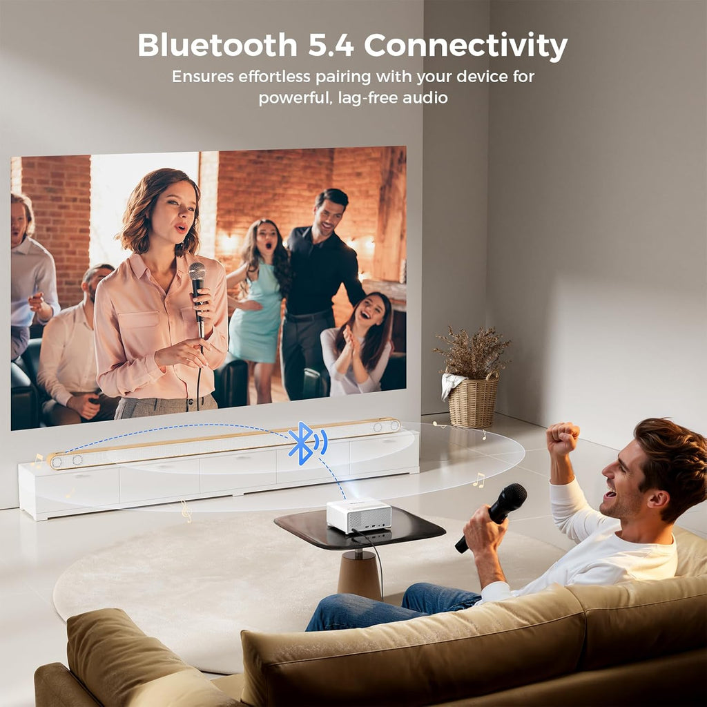 GOODEE Mini Smart Projector with WiFi and Bluetooth - Compatible with Netflix/YouTube/PrimeVideo, Electric Focus & Keystone, Short Throw Portable Video Projector Full HD for Indoor/Outdoor/Camping