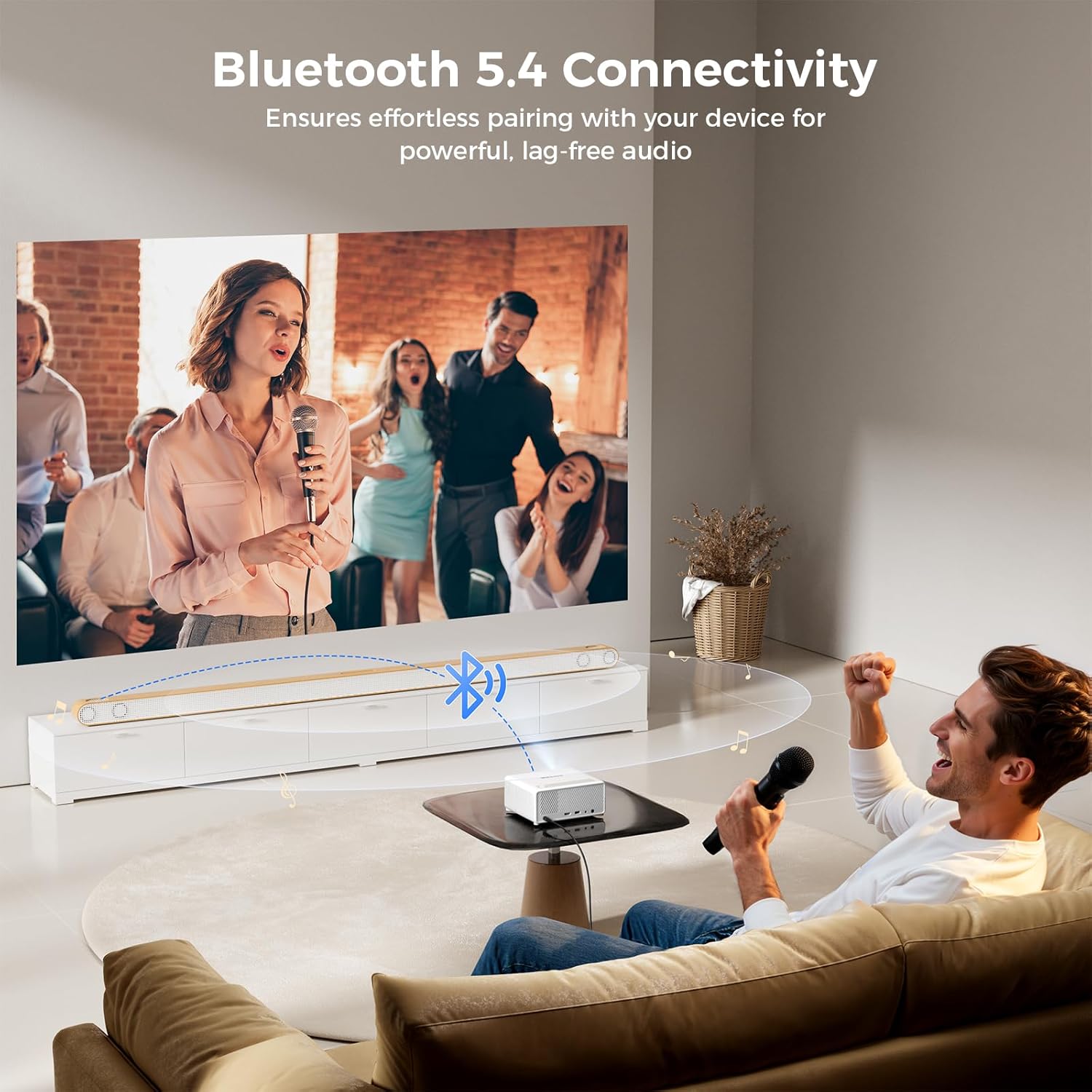 GOODEE Mini Smart Projector with WiFi and Bluetooth - Compatible with Netflix/YouTube/PrimeVideo, Electric Focus & Keystone, Short Throw Portable Video Projector Full HD for Indoor/Outdoor/Camping