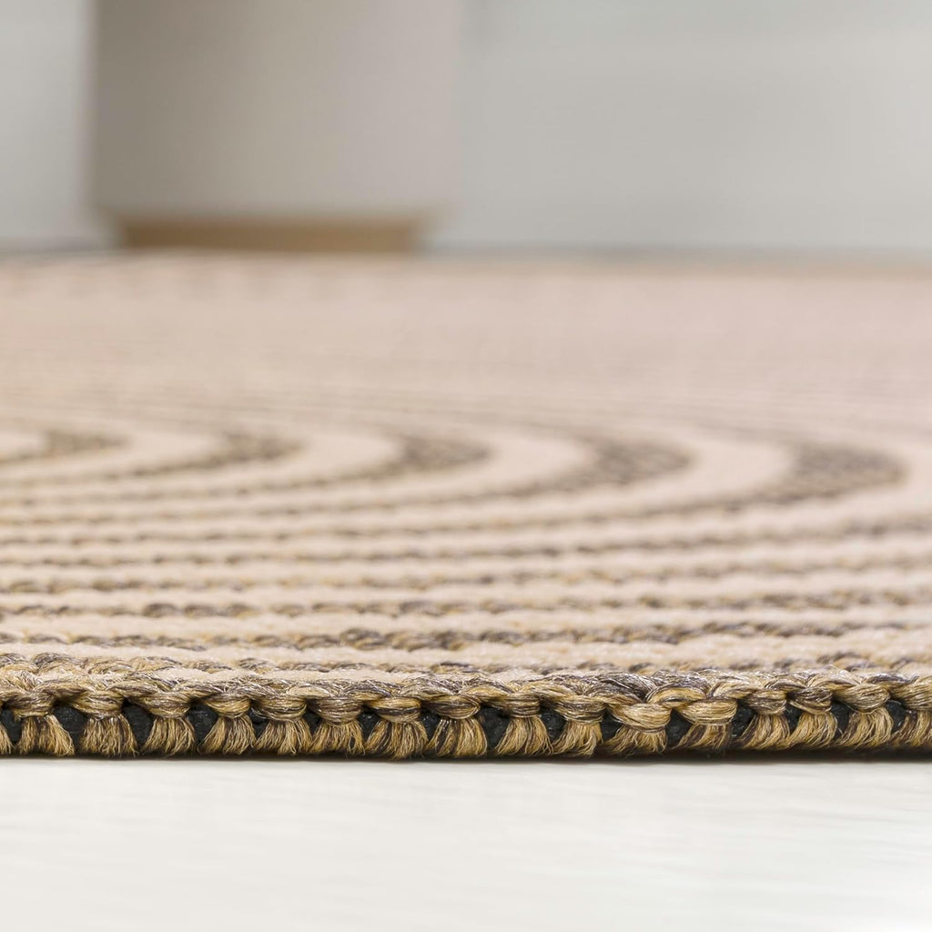 JONATHAN Y Geometric Arch Stripe Indoor Outdoor Area Rug 9X12 Beige/Brown, Margot Modern for Backyard, Patio, Porch, Easy-Cleaning, High Traffic, Pet-Friendly, Non-Shedding (SHP201A-9)