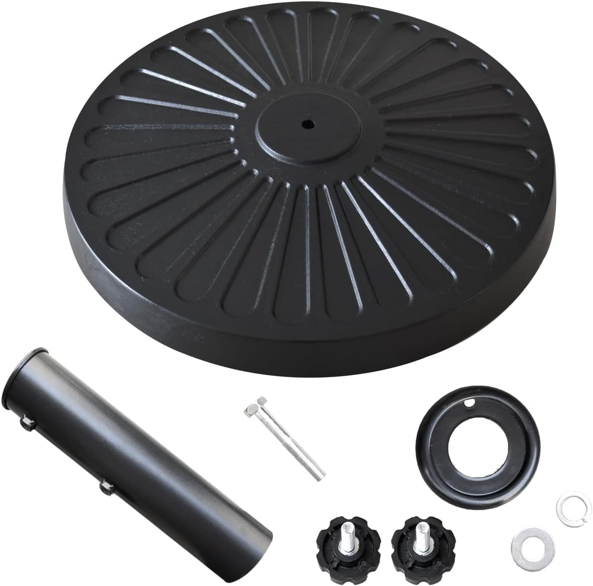 EliteShade USA Umbrella Base Stand Market Patio Outdoor Heavy Duty Umbrella Holder with Concave Radial Pattern,Black