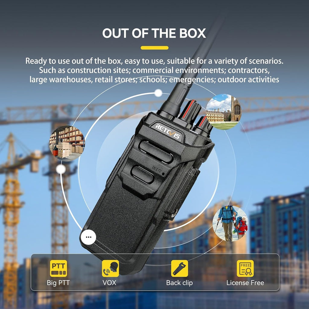 Retevis RT48 Waterproof Walkie Talkies,Heavy Duty Rugged 2 Way Radio,IP67 Dustproof,Waterproof up to 1m/30min,1200mAh Rechargeable Professional Two Way Radio,VOX,SOS,for Construction Business(6Pack)