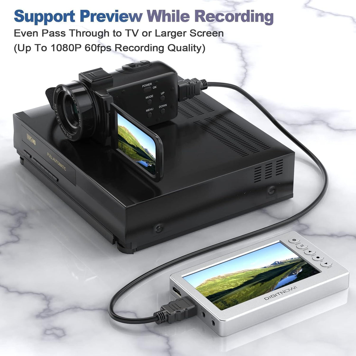 VHS to Digital Converter, Video to Digital Converter,1080P Video Converter Machine, Analog to Digital Converter, Video Audio Recording from VCR, VHS, DVD, Mini DV, Tapes, Hi8, Camcorders