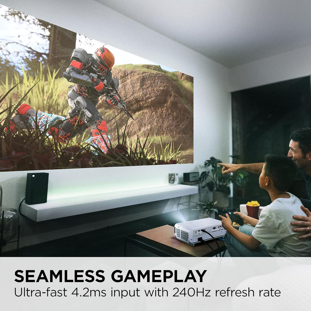 ViewSonic PX749-4K UHD 4K Gaming Projector Designed for Xbox with 4.2ms Response Time, 4000 ANSI Lumens, H/V Keystone, 1.3x Optical Zoom, and USB C for Home Theater (Renewed)