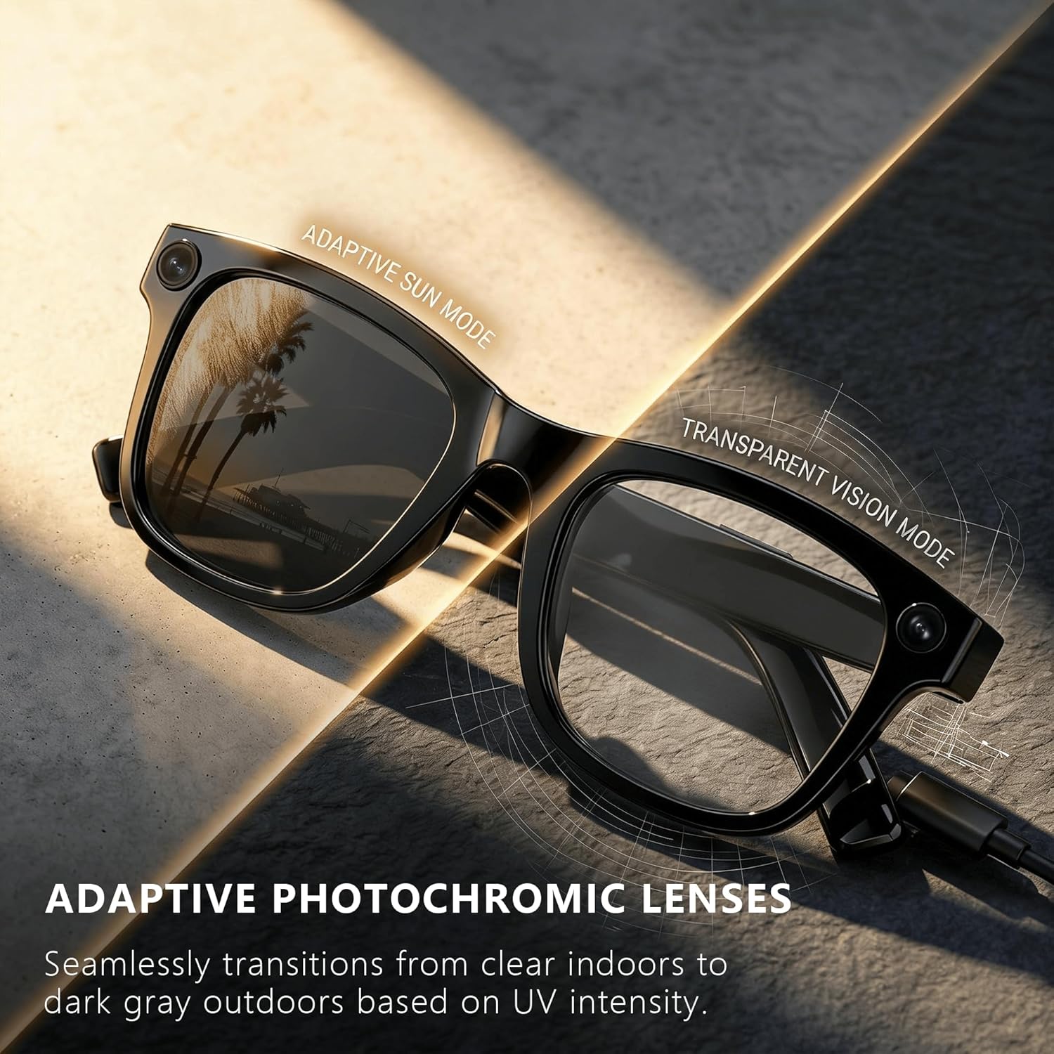 EarlySincere 4K AI Smart Glasses with Photochromic Lenses, Integrated ChatGPT AI Model, Real-Time Translation, HD Video Recording, Long Battery Life, Bluetooth 5.4 Wireless