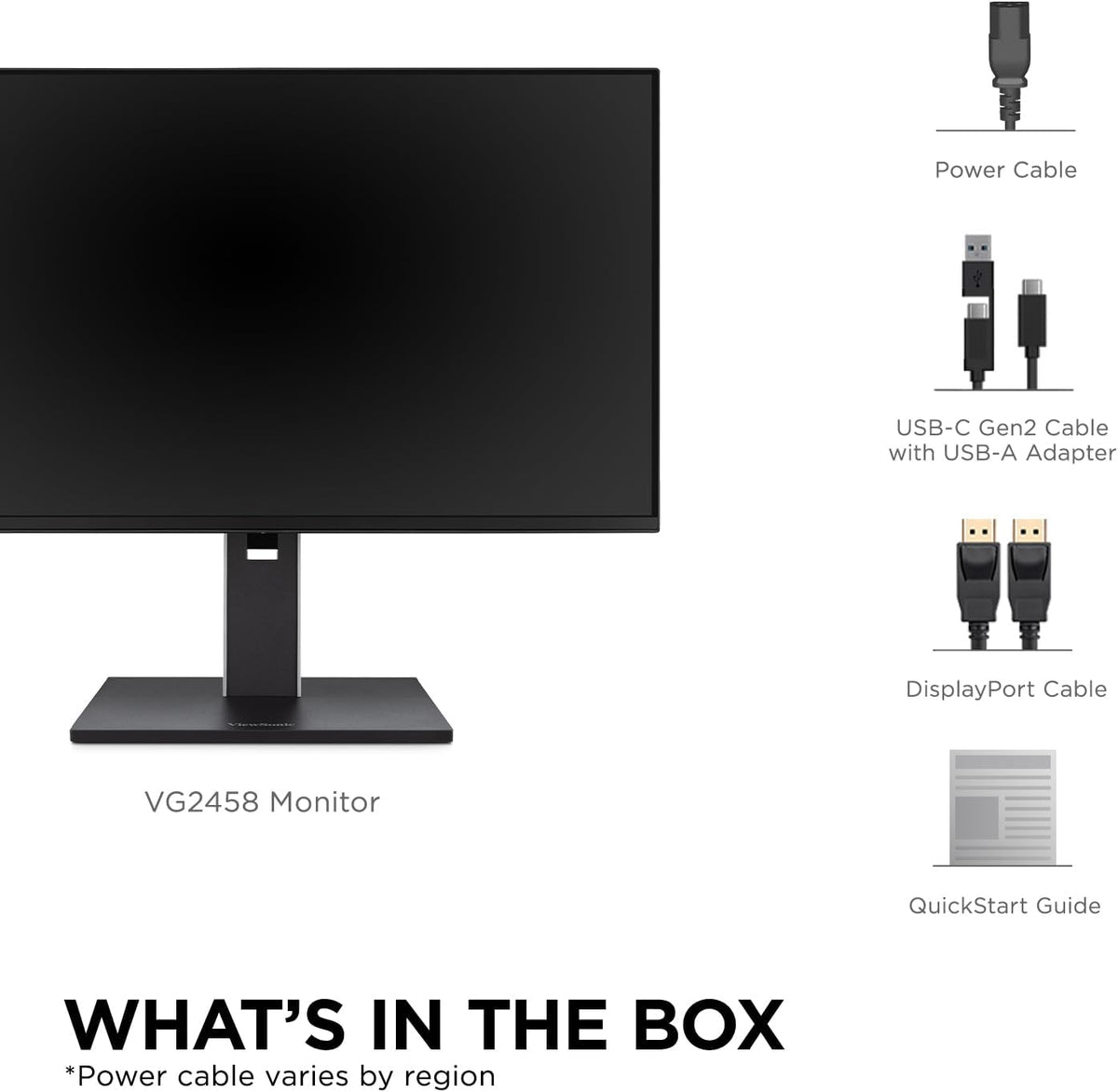 ViewSonic VG2458 24 Inch 1080p IPS Docking Monitor with Advanced Ergonomics, 100W USB C, 5-Port USB Hub, HDMI, DisplayPort, and Daisy Chain for Home and Office (Renewed)