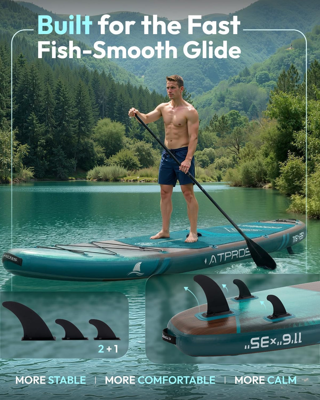 11'6"x35" Inflatable Paddle Board, 450lbs Extra Wide Stand Up Paddleboard for Adults with Premium SUP Accessories Kit & Backpack, Blow Up Kayak Non-Slip Stable Deck Boat for Yoga Fishing Surf