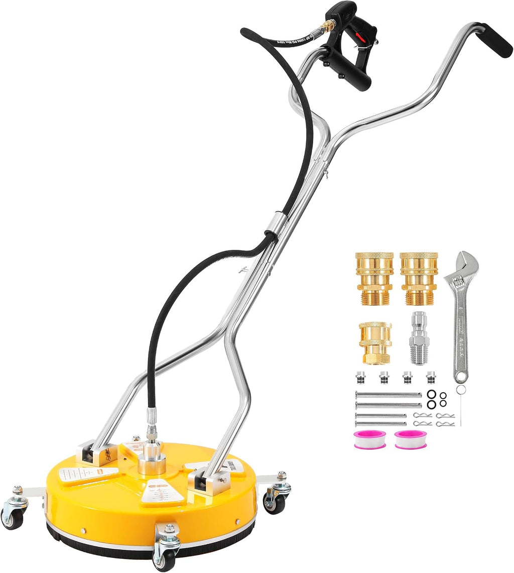 Tool Daily 16.5” Pressure Washer Surface Cleaner with Dual Handle, Surface Cleaner for Pressure Washer Attachment with 4 Wheels for Driveway, Sidewalk, Patio, Deck Cleaning