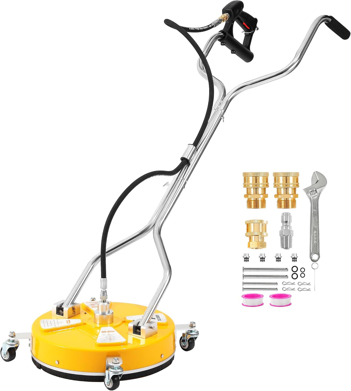 Tool Daily 16.5” Pressure Washer Surface Cleaner with Dual Handle, Surface Cleaner for Pressure Washer Attachment with 4 Wheels for Driveway, Sidewalk, Patio, Deck Cleaning