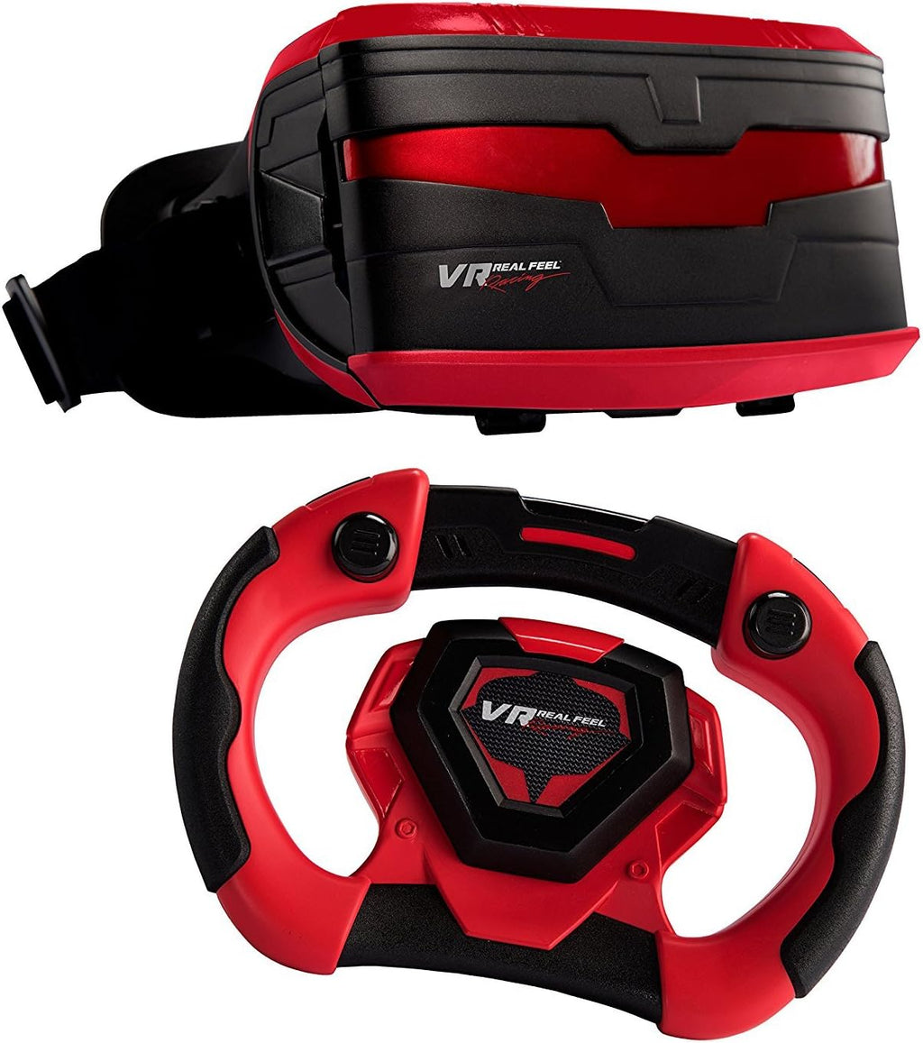 VR Real Feel Virtual Reality Car Racing Gaming System with Bluetooth Steering Wheel and Headset Goggles Viewer Glasses for iOS iPhone and Android