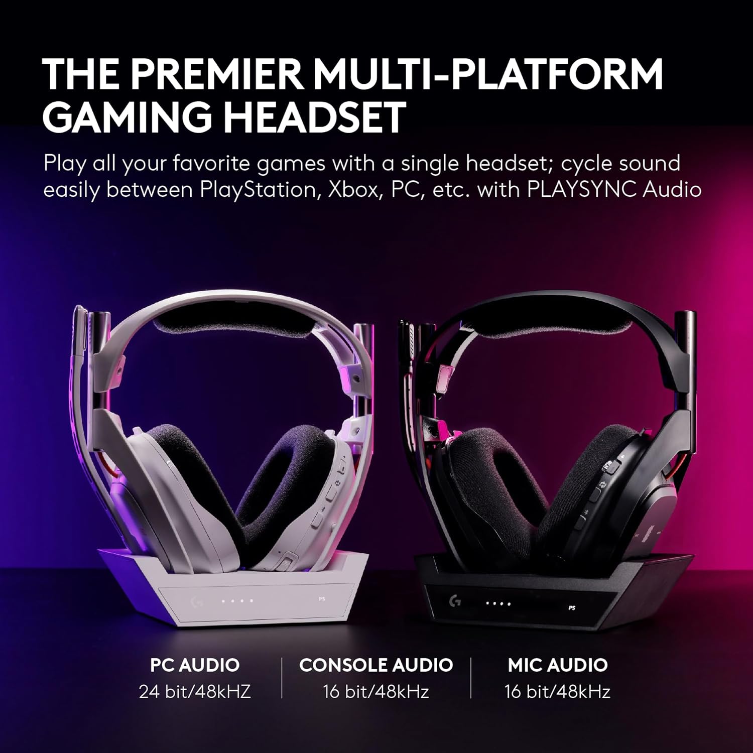 Logitech G Astro A50 Multi-Platform Wireless Gaming Headset + Base Station for PS5/Xbox/PC: PLAYSYNC Audio Switcher,