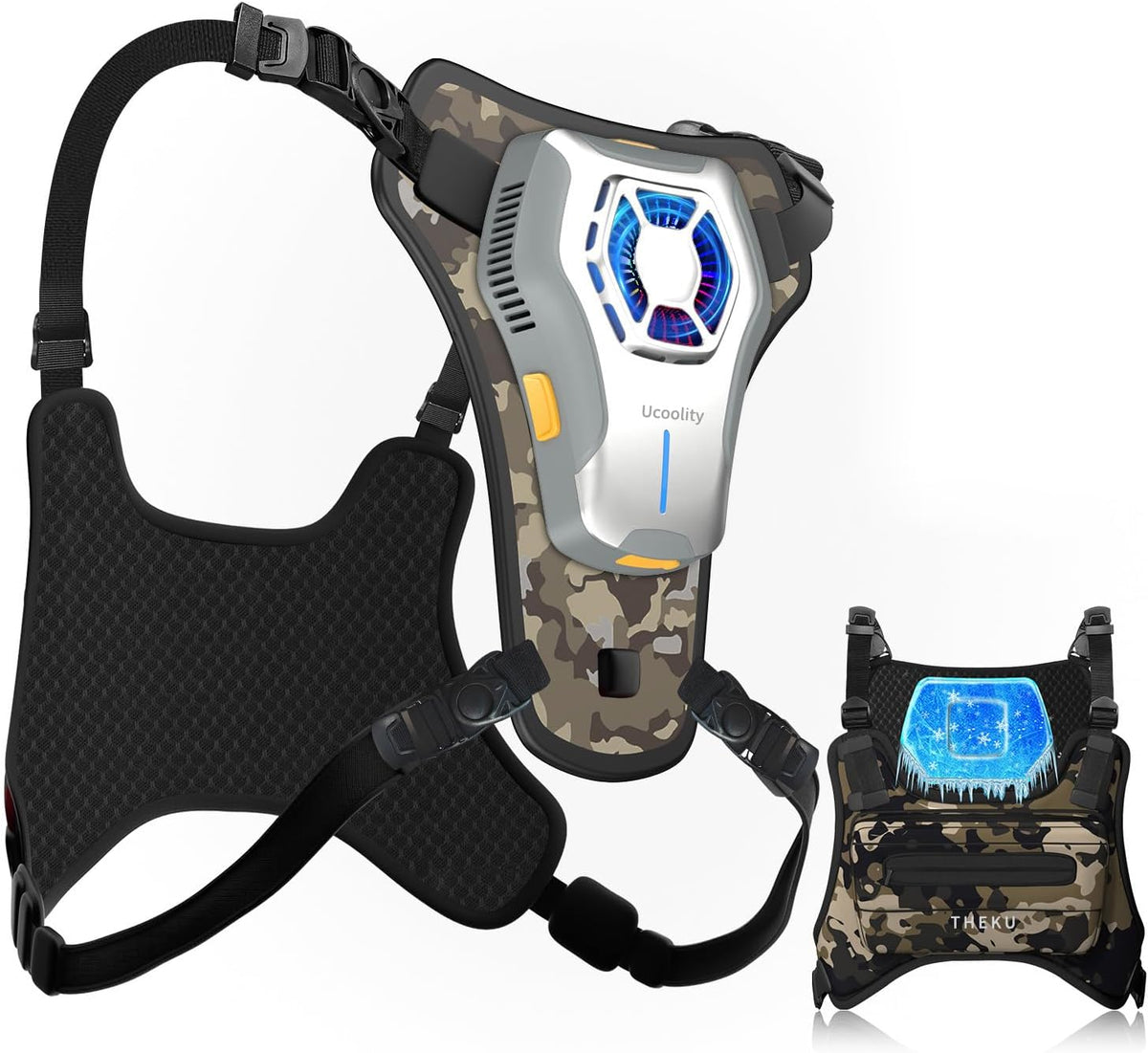 Portable Wearable Fan Rechargeable, Lightweight Cooling Vest, Portable Back Air Conditioner, Cooling Clothes Perfect for Travel, Sport, Hiking (Camouflage)