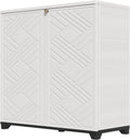 HOMSPARK Indoor/Outdoor Storage Cabinet with Doors, 34”x15”x34” HDPE Plastic Storage Box for Bedroom, Bathroom, Living Room, Balcony, Multi-Purpose for Daily Tools, White