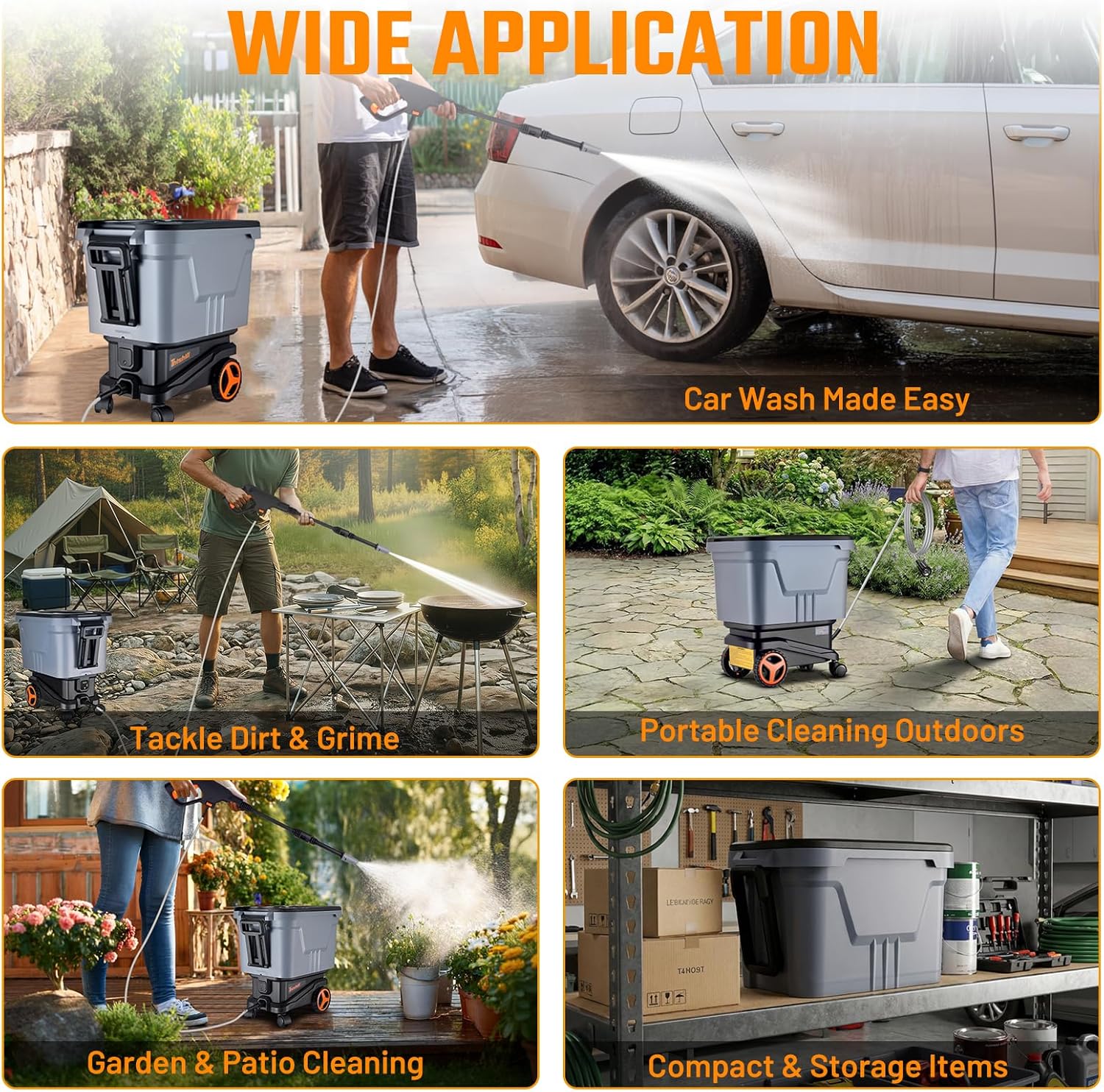 This Hill Cordless Pressure Washer with Water Tank, 2000 PSI Portable Power Washer, Brushless Motor, Dual 21V 4.0Ah Batteries, 3 Pressure Modes, Foam Cannon for Cars, Patio & Camping
