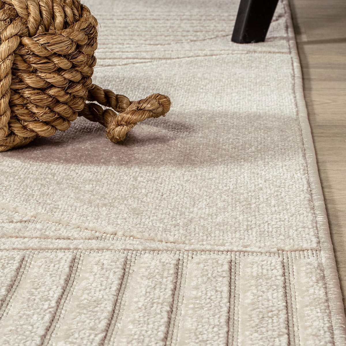JONATHAN Y Nordby High-Low Arch Striped Ivory/Cream Indoor/Outdoor Area Rug, 8x10, Modern, Contemporary, Geometric, Bohemian, Bedroom, Kitchen, Living Room,Non Shedding (SCN104B-8)