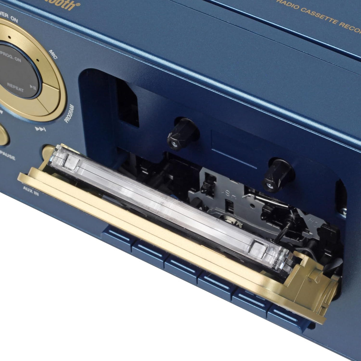 Portable Stereo CD Player with Bluetooth, AM/FM Stereo Radio and Cassette Player/Recorder (Blue)