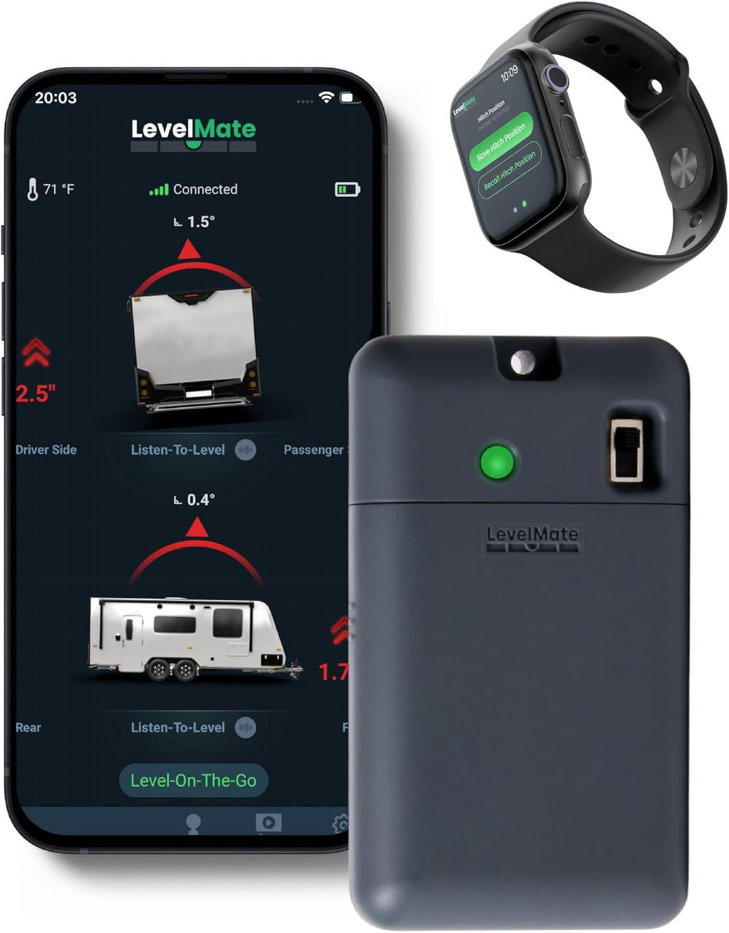 LogicBlue Technology LevelMateMAX Wireless RV Leveling System, Bluetooth Leveler for Campers, Must-Have Accessory for Travel Trailers, Effortless Setup for Phones with App