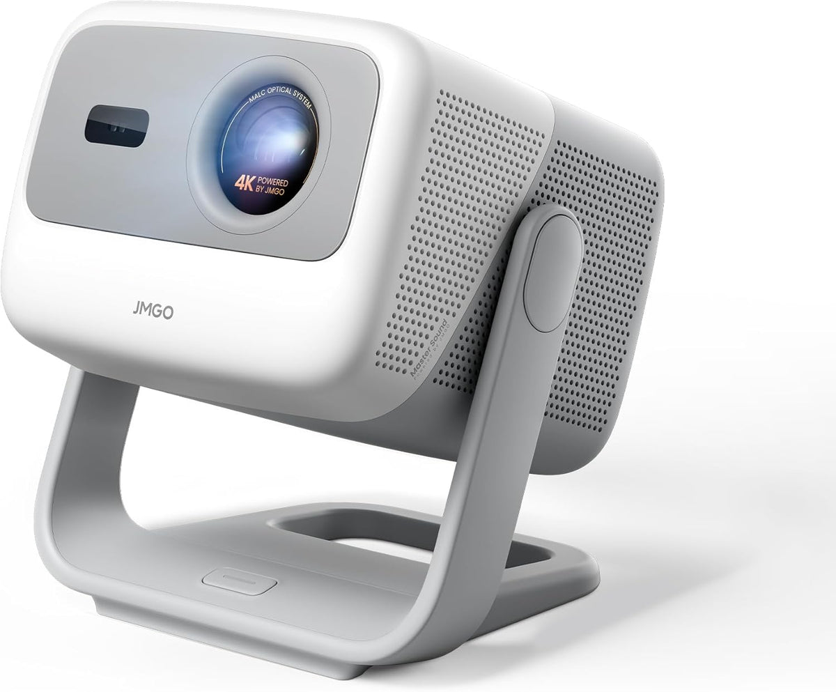 JMGO N1S 4K Smart Portable Projector, Triple Laser, 1100 ISO Lumens, Gimbal Instant Auto Focus, Google TV, Netflix, 110% BT.2020, Wi-Fi 6, HDR10, 10W Dolby Audio, Blu-ray 3D, 200" for Home.