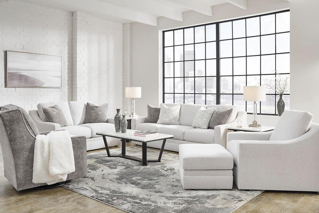 Signature Design by Ashley Maitelynn Casual Upholstered Ottoman, White